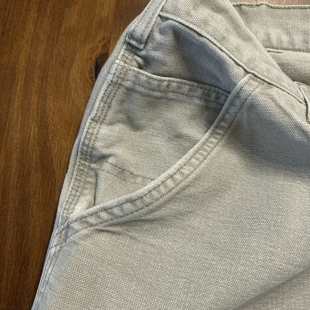 Carhartt Carpenter Pants Mens 40x28* Beige Canvas Dungaree Fit Workwear *SHORT‎